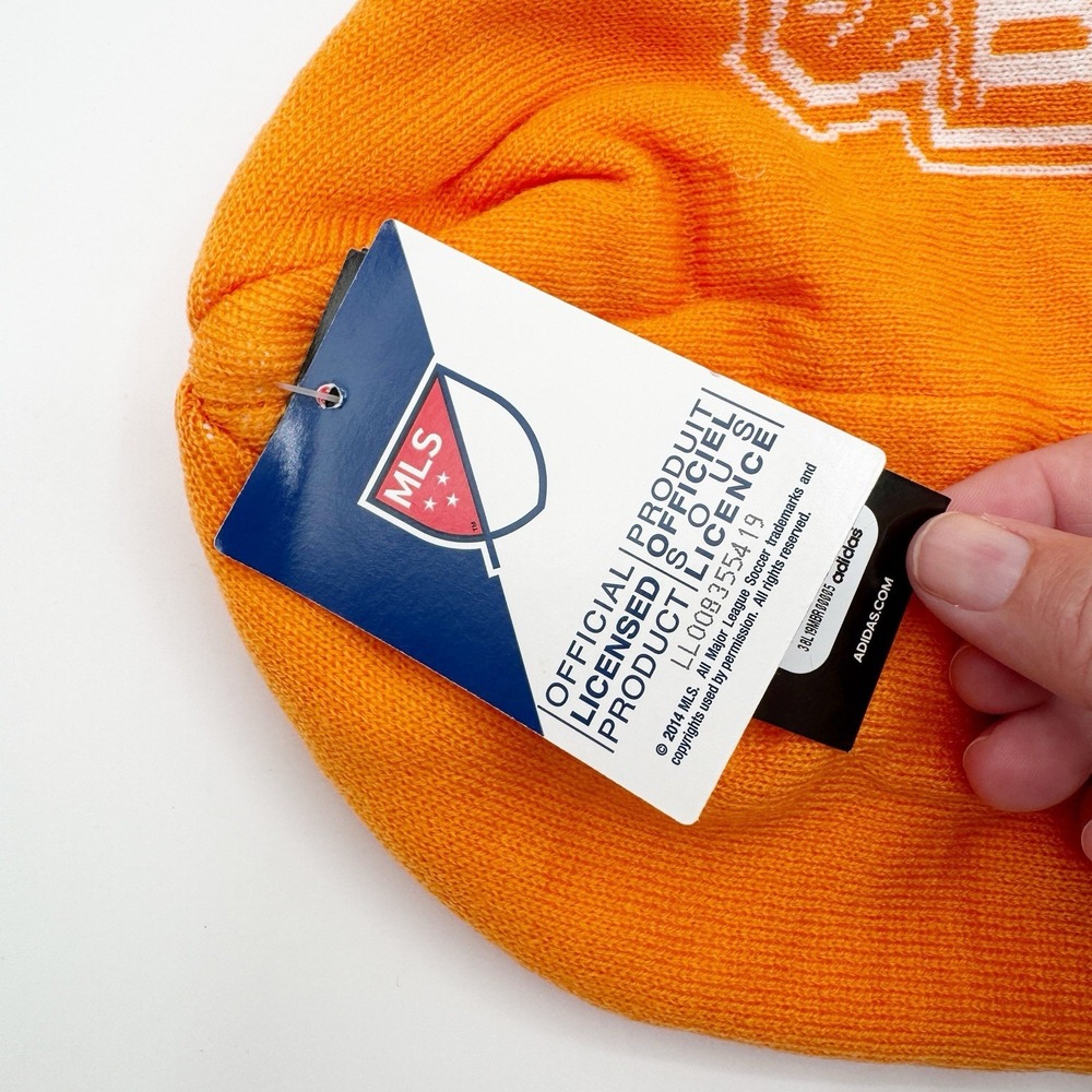 NWT Houston Dynamo Adidas Beanie Hat MLS Soccer Glow in the Dark Orange - Picture 5 of 5